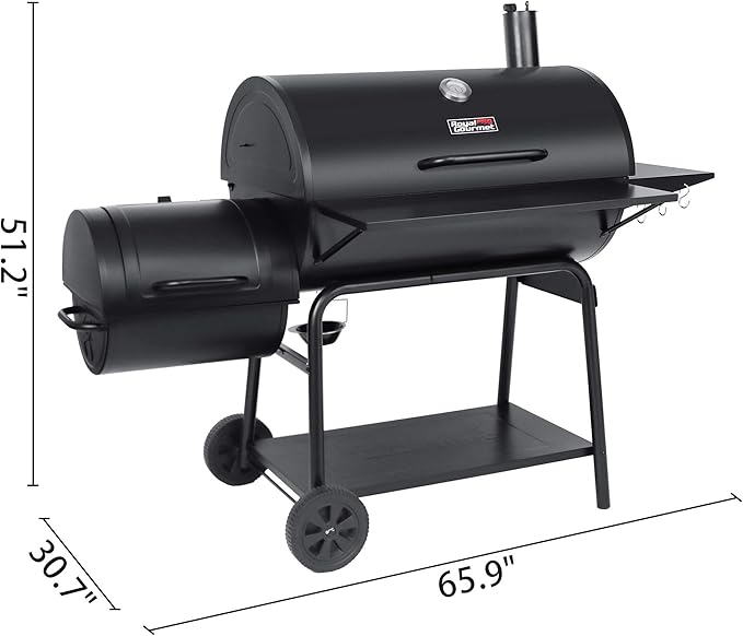 Royal Gourmet CC2036F Barrel Charcoal Grill with Offset Smoker, Outdoor BBQ Grill with 1200 Sq. In. Grilling Area for Large Event Gathering, Black