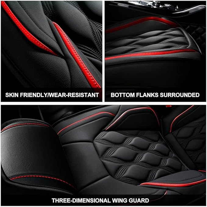 AOMSAZTO Car Seat Covers Full Set Custom Fit for Subaru Legacy 1995-2024 2025 2026 Leather Car Seat Cover Seat Cushion Protector Airbag Compatible Waterproof Black