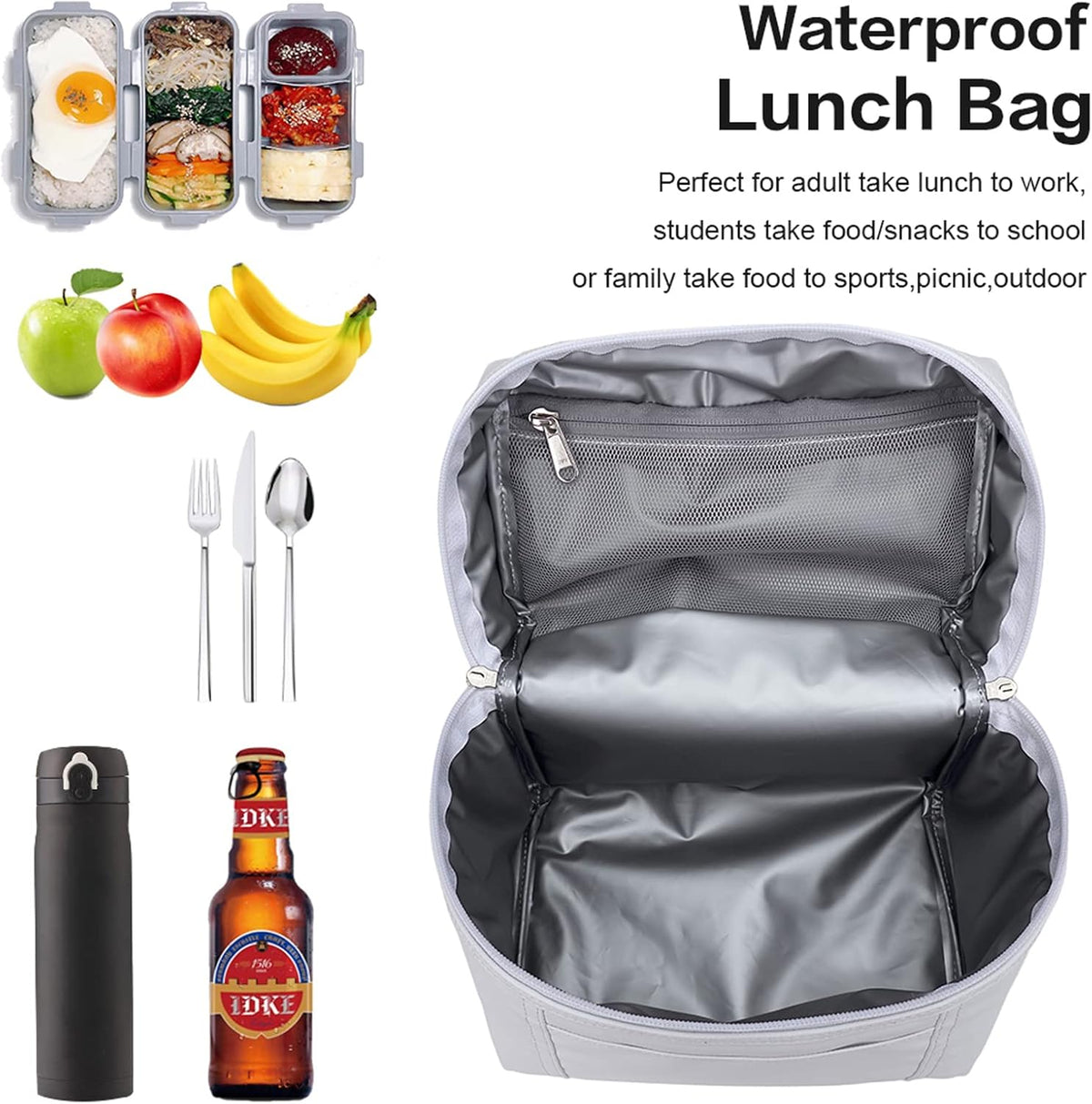 NOL Natural Organic Lifestyle Insulated Lunch Bags for Women Cooler Bag Lightweight Nylon Waterproof Lunch Box For Work