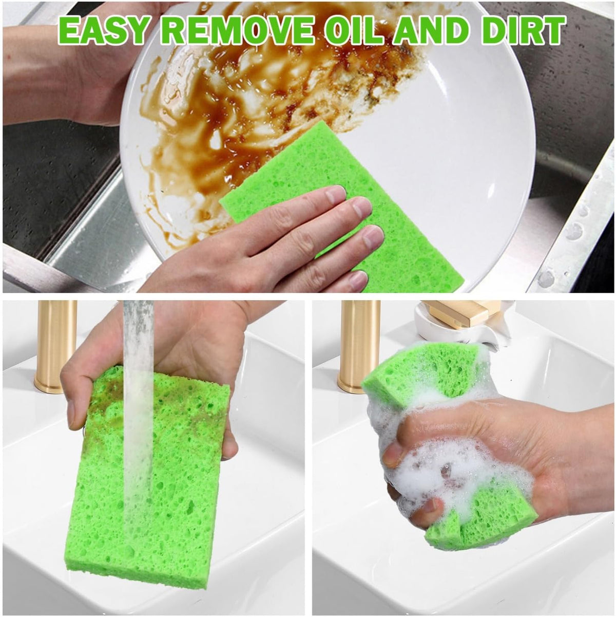 YoleShy 24 Pack Kitchen Sponges Natural Cellulose Compressed Sponges for Cleaning Reusable Dish Sponges Kitchen Non-Scratch DIY for Kids