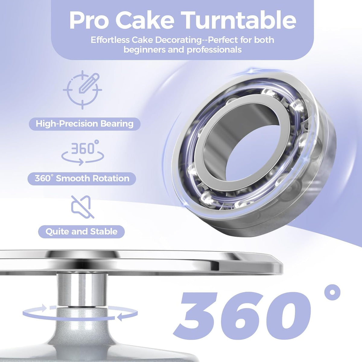 Ohuhu Cake Stand, Aluminium 12''Cake Turntable Decorating Bakery Supplies - BPA-Free Frosting Spinner Rotating Revolving Lazy Susan Mothers Day Gifts
