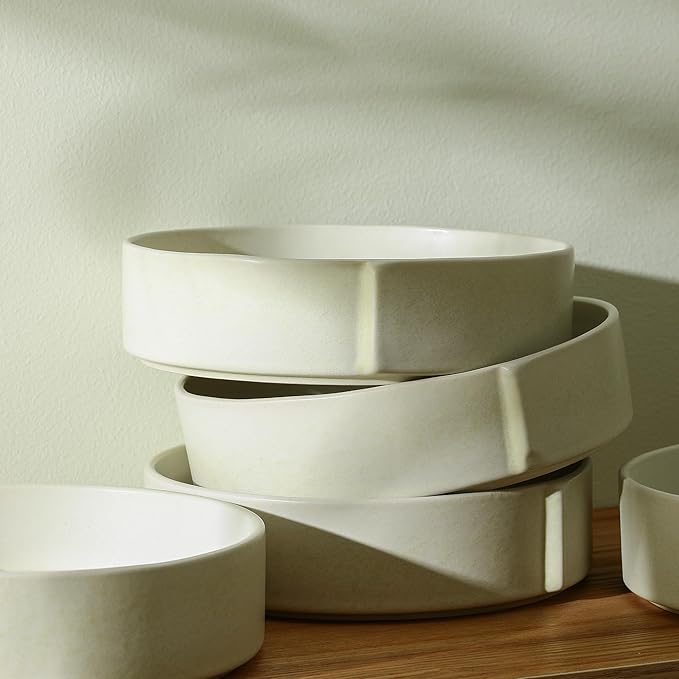 Stone Lain Bao 4-Piece Pasta Bowl Set Stoneware, Beige