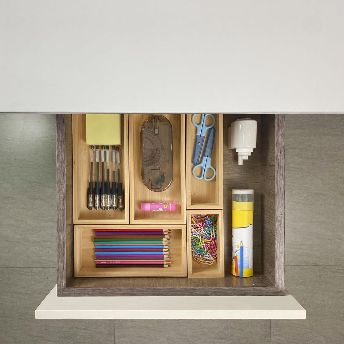bamboo drawer organizer Set，expandable drawer dividers,wooden storage organizers,large trays for kitchen, bathroom,flatware,Tea Bag Organizer (2 X 5PCS Natural)