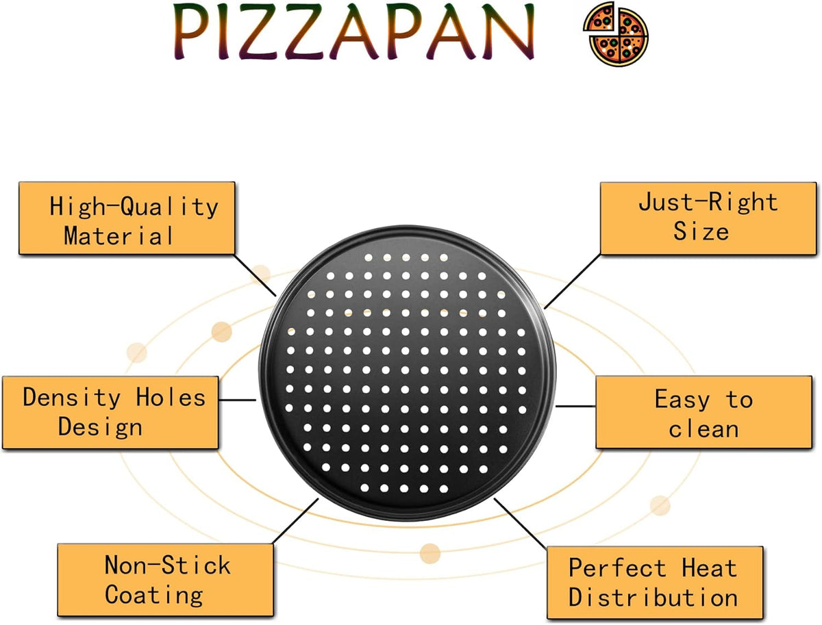 Pizza Steel Pan for Oven, Pizza Crisper Pan with Holes 12 Inch, Nonstick Round Pizza Baking Sheet Oven Tray, Perforated Carbon Steel Pizza Bakeware For Home Restaurant Kitchen Baking