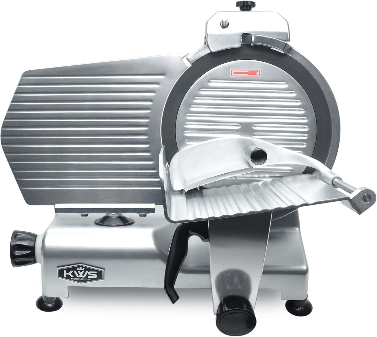 KWS Commercial 420W Electric Meat Slicer 12" Frozen Meat Deli Slicer Restaurant and Home Use Stainless Steel Blade [ETL, NSF Certified] (Teflon Blade, 12-Inch Blade)