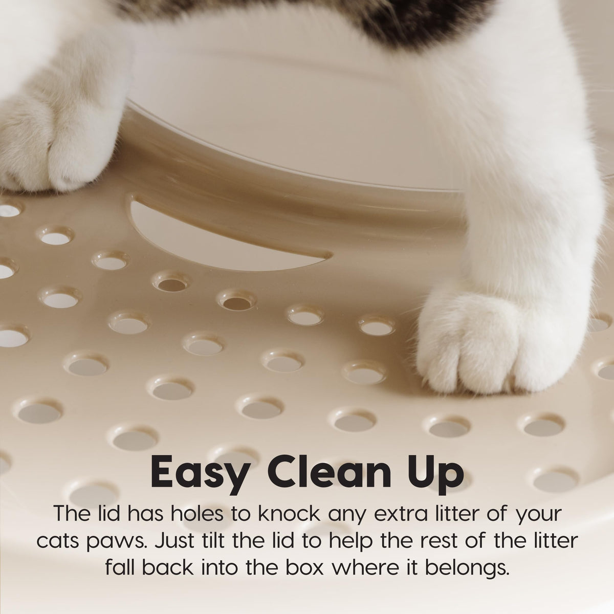 IRIS USA Top Entry Cat Litter Box, Hooded Privacy, Large, Beige