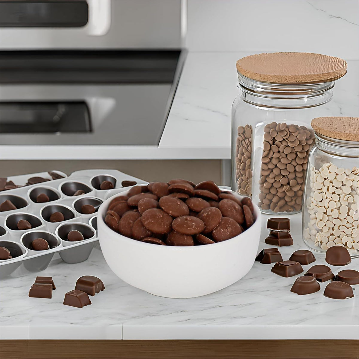 Milk Chocolate Melting Wafers - 5 pounds of Milk Chocolate Cocoa Lite, Perfect for Melting and Dipping, Premium Quality Chocolate Wafers for All Your Baking Needs - 80oz by ASOZI