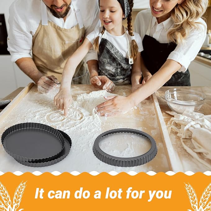 Beasea Tart Pan 9 Inch Removable Bottom, Non Stick Tart Pan with Removable Bottom Round Pie Pan for Baking
