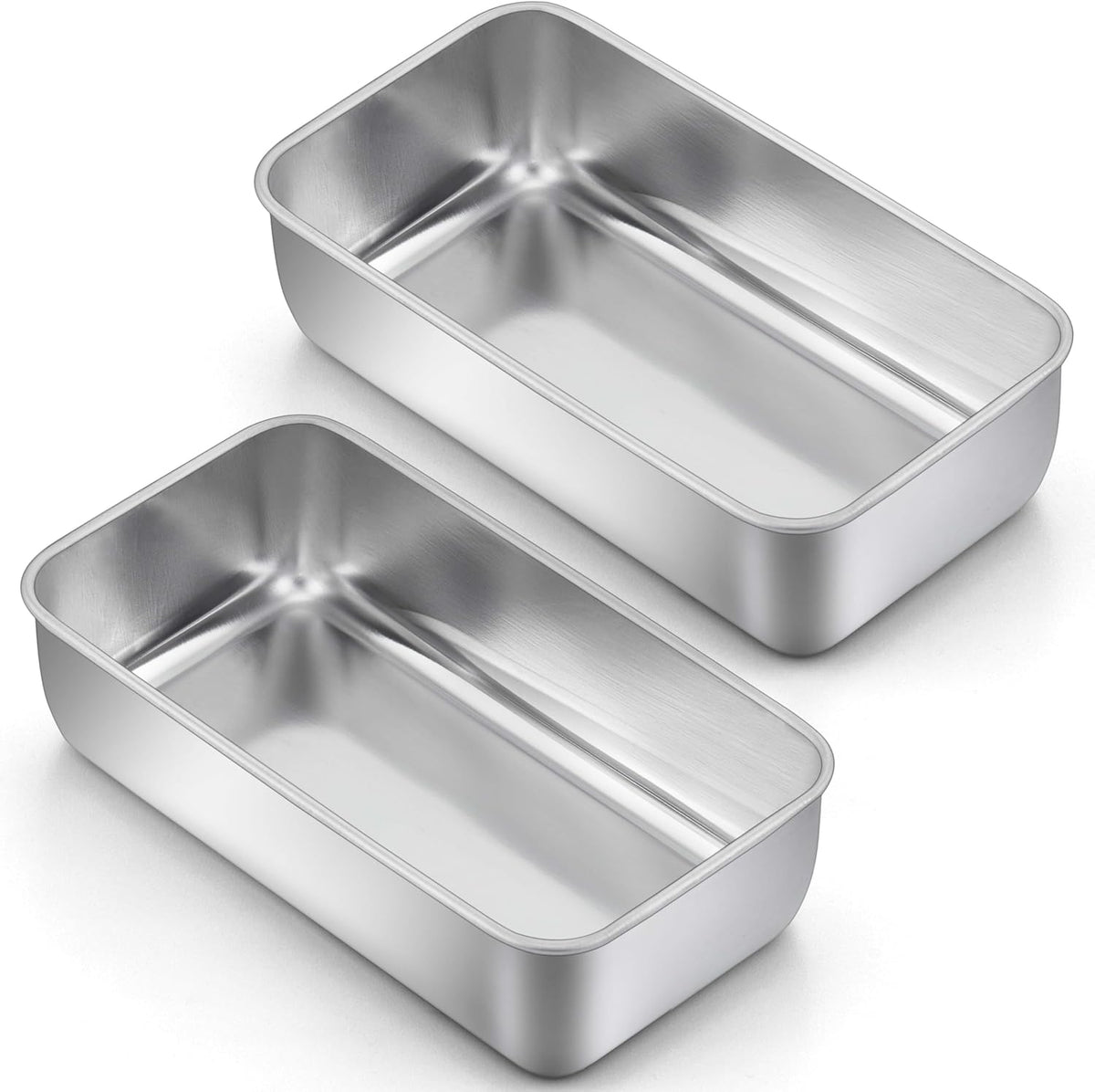 LIANYU 2 Pack Bread Loaf Pans for Baking Bread, 9x5Inch Stainless Steel Meatloaf Baking Pan, Loaf Tin for Homemade Banana Brownies and Pound Cakes, Dishwasher Safe