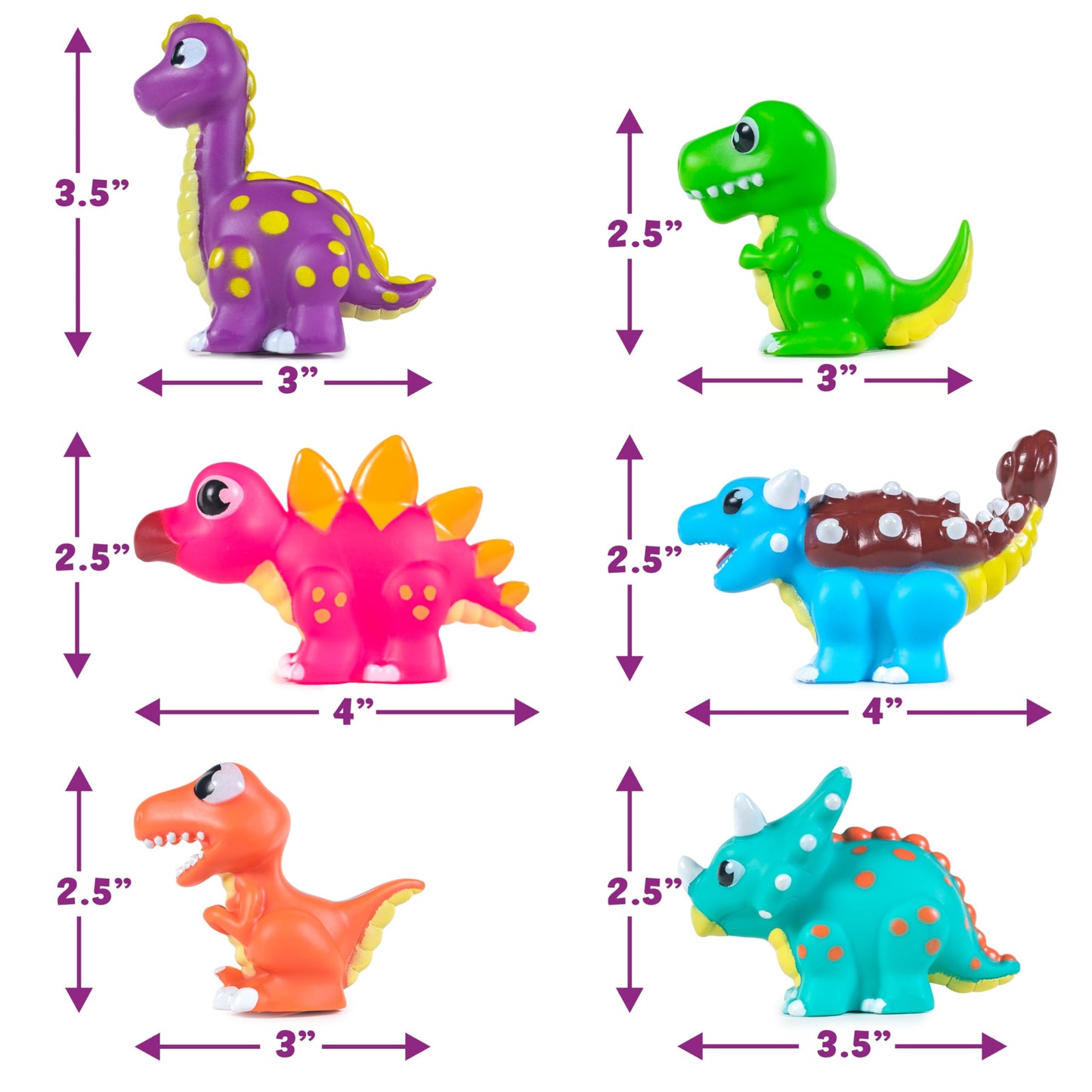Tub Works® Dinos™ Dinosaur Light Up Bath Toys, 6 Pack | Water-Activated Light Up Toys Flash & Change Color | Easy-Grip Baby & Toddler Bath Toys | Sensory Bath Lights Watertight Bathtub Toys