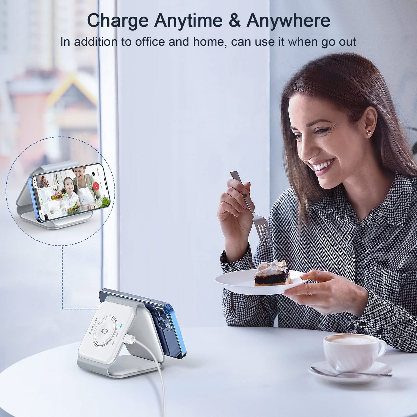 Wireless Charger 3 in 1,RTOPS Magnetic GaN Travel Wireless Charging Station Compatible with Apple Magsafe Multiple Devices for iphone17/16/15/14/13/Pro/Max,iWatch,AirPods4/3/2/Pro (Adapter Includes)