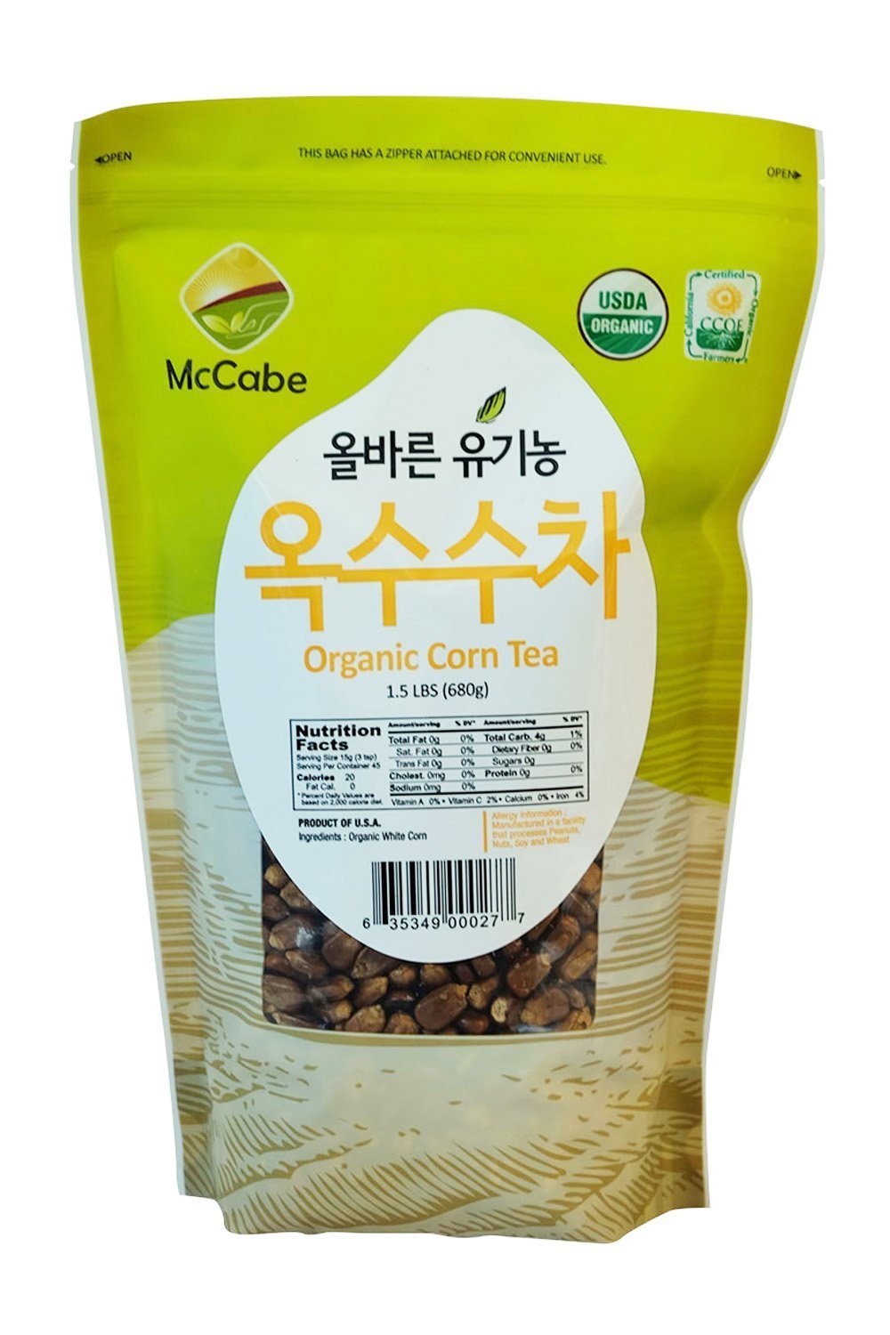 McCabe Organic Corn Tea, 1.5 lbs (24 Oz), USDA Certified, Non-GMO, Roasted in USA