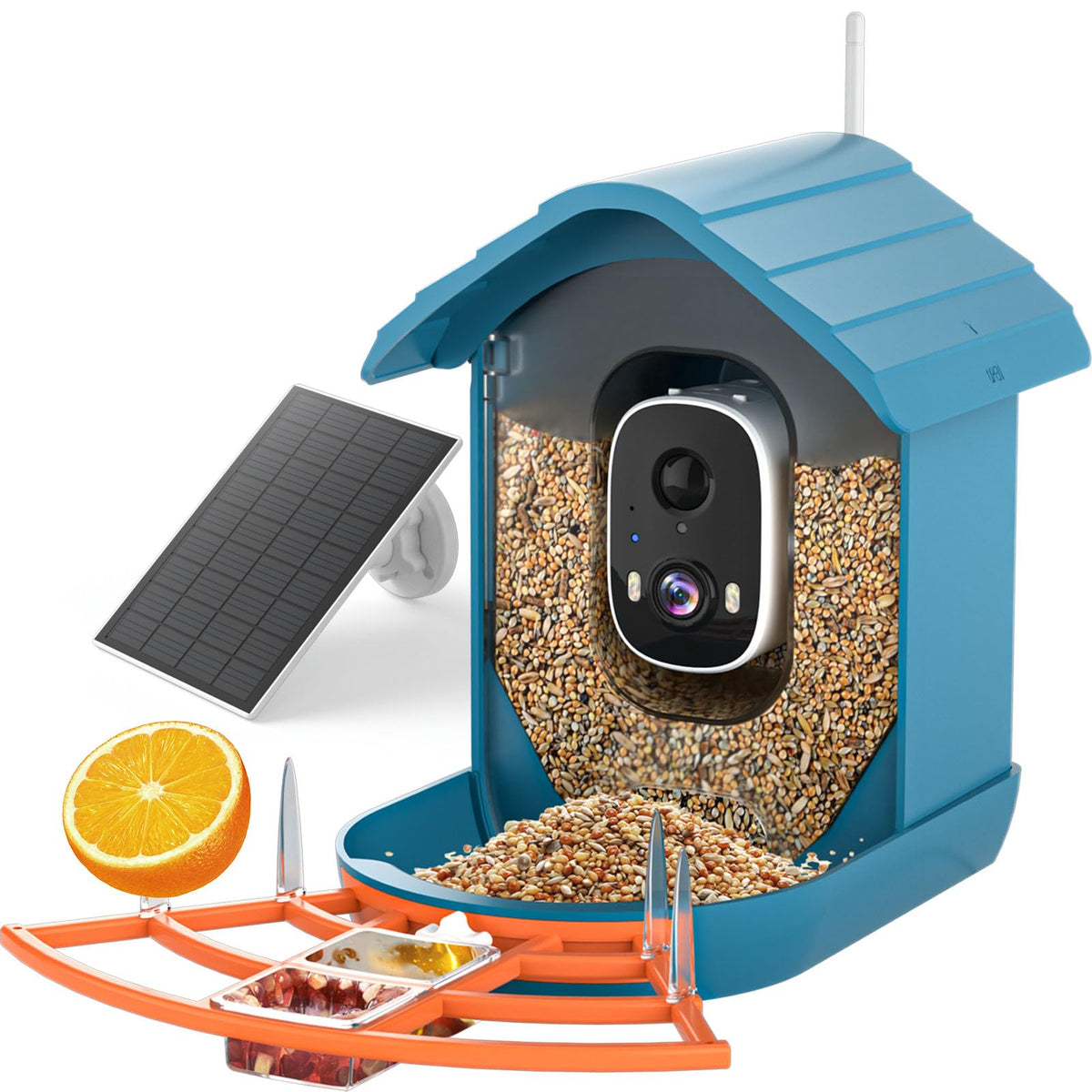 Smart Bird Feeder with 2K Camera, Solar Powered WiFi Bird Feeder, AI Bird Identification, Auto Video Capture, Night Vision, IP65 Waterproof Outdoor Bird Watching Camera for Yard Garden