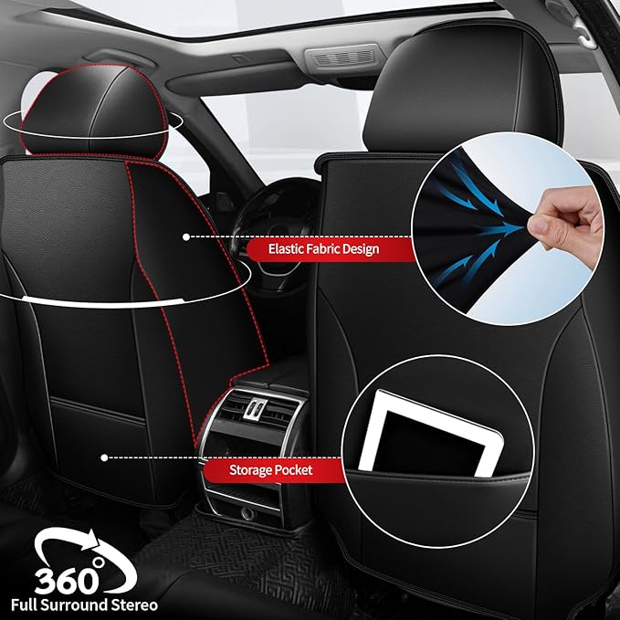 TTX LIGHTING Car Seat Covers fit for Nissan Murano 2011-2026 Front Seat: Premium Leather Automotive Seat Cover with Airbag Compatible Waterproof (2 Seats, Black & Gray)