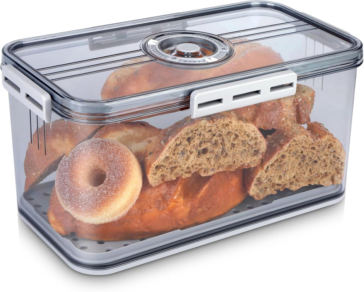 Airtight Bread Box for Kitchen Countertop,Plastic Bread Container,Bread Storage,Breadbox,Bread Storage for Homemade Bread,Fresh Bread Storage Container,Clear Bread Boxes,Bread Containers Storage