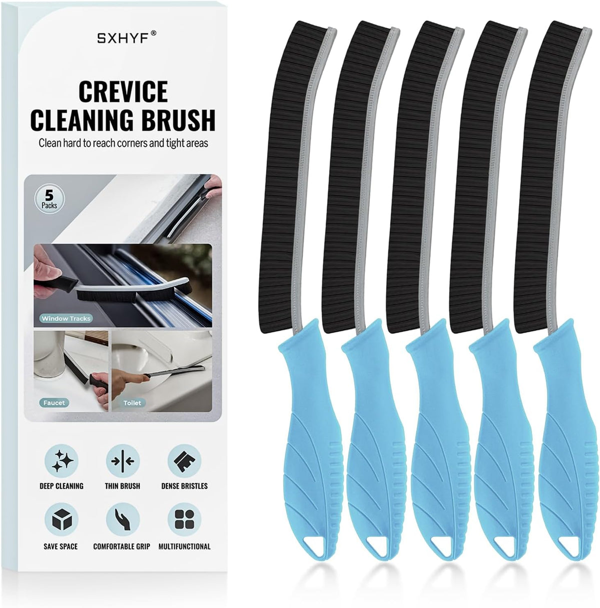 SXhyf Crevice Cleaning Brush - Grout Scrub Brush, House Cleaning Supplies, Gap Cleaning Tools, Home Essentials, Gifts for Women Men, Hard Bristle Crevice Cleaner Brush for Household Use, Bathroom