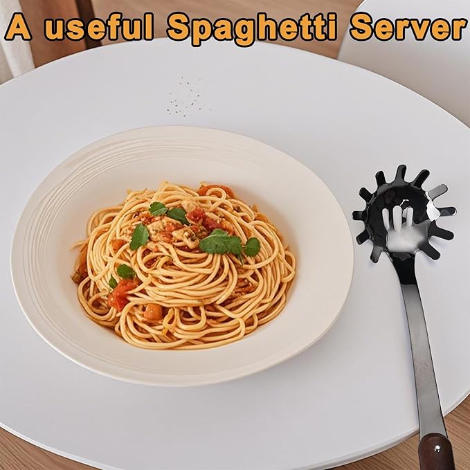 Stainless Steel Mirror Polished Kitchen Utensils Set - 6pcs Cooking Utensils Set with Wooden Handle, Heat Resistant Kitchen Tool Set for Cooking with Turners,Spatula,Ladle,Skimmer,Solid Spoon,Pasta
