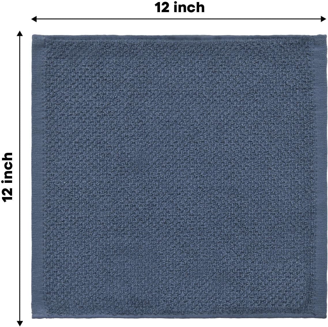 Artoid Mode Ring Spun Cotton Blue Dishcloth Kitchen Towels, 12x12 Inch Ultra Soft Absorbent Quick Drying Household Cleaning Kitchen Rags Set of 6