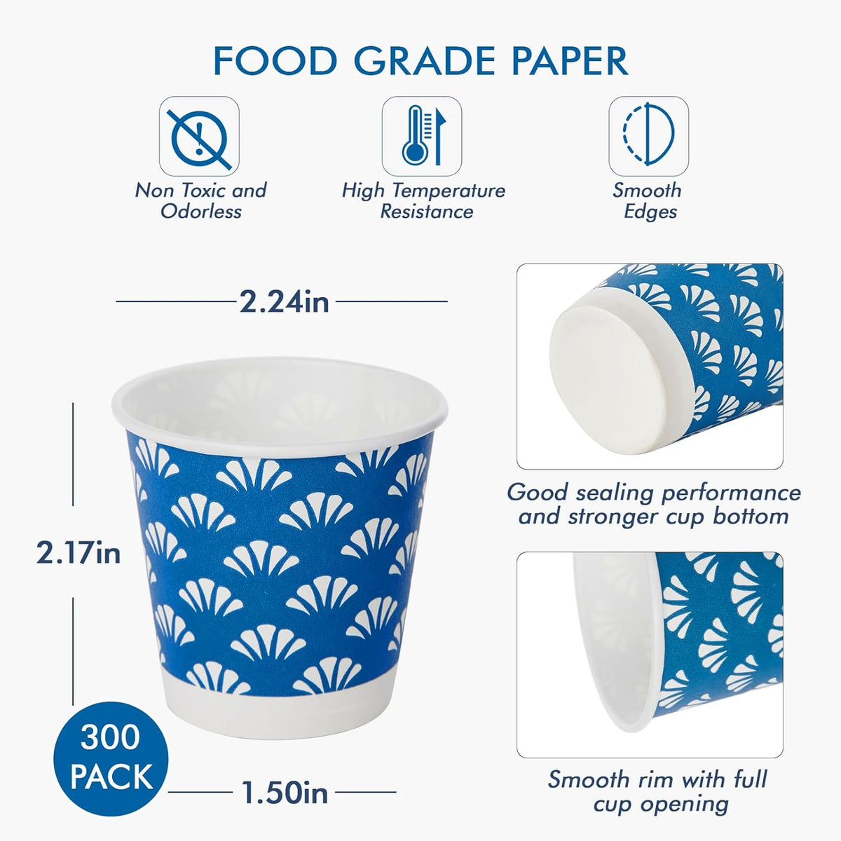 JollyPack 300 Pack 3 oz Disposable Bathroom Paper Cups, Small Mouthwash Cups in Orange, Blue, and Green, Great for Candy, Biscuits, Bathroom Use, Parties, Picnics, and Travel