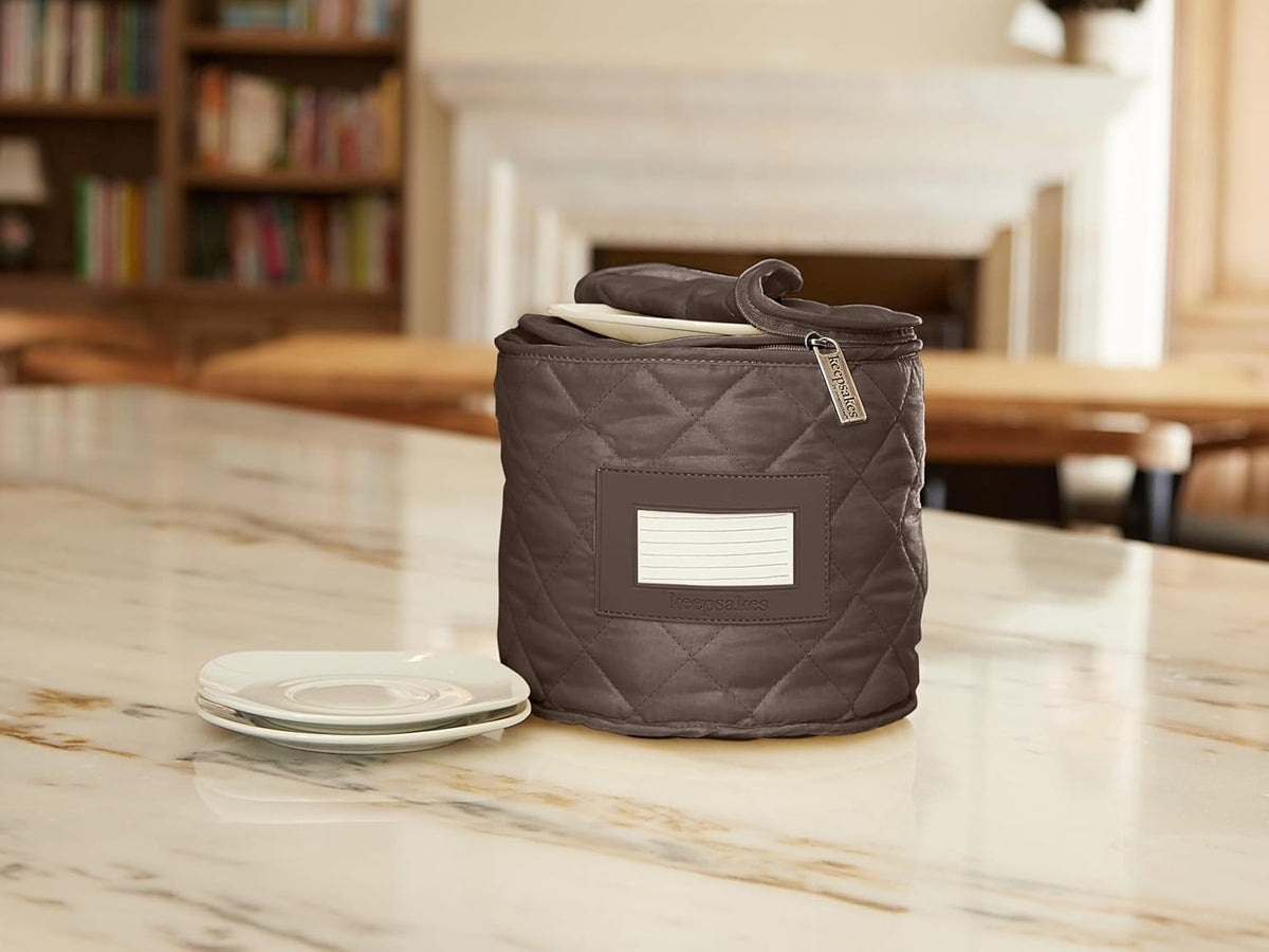 Covermates Keepsakes - Dish Storage - Padded Protection - ID Window - Stain Resistant - Machine Washable - China Storage, Bronze