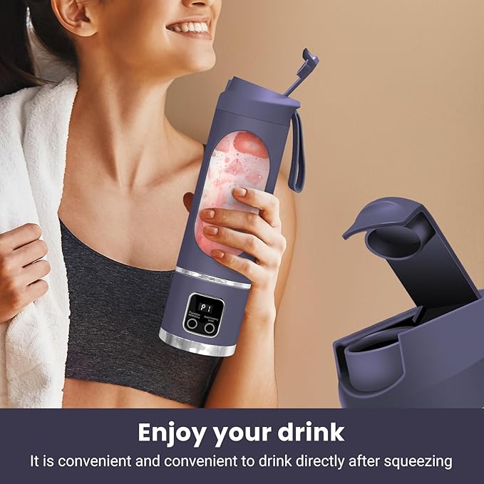 Portable Blender Personal Electric USB，500ML Portable juicer Shakes and Smoothies Blender，Small Blenders，Mixing，Compact、Convenient and Versatile (Purple)