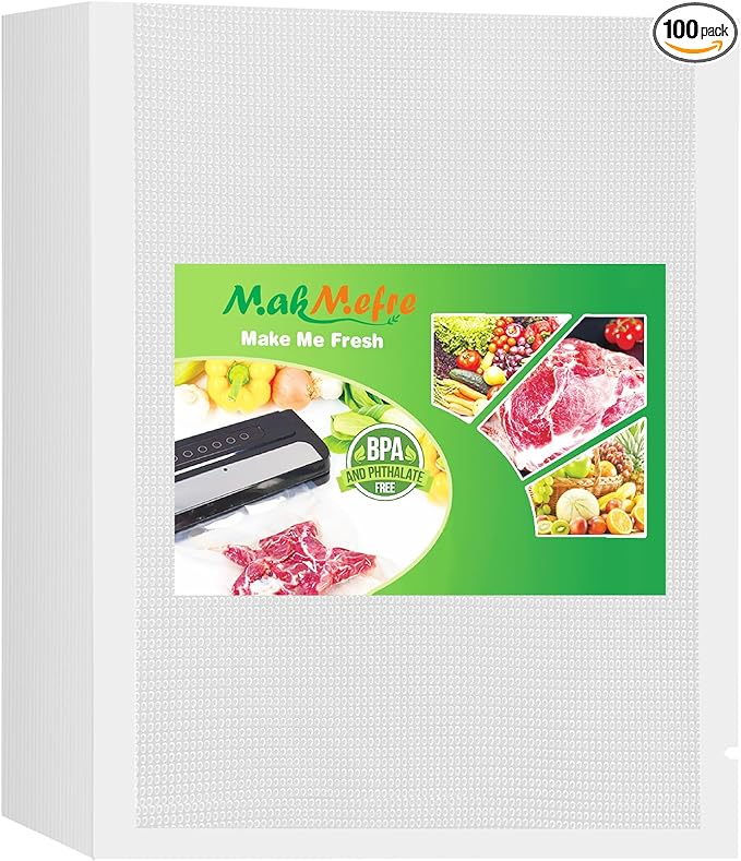MakMeFre 100 Plus Quart Size 10" x 13" Vacuum Sealer Bags with BPA Free and Heavy Duty,Great for Food Storage Vaccume Sealer PreCut Bag