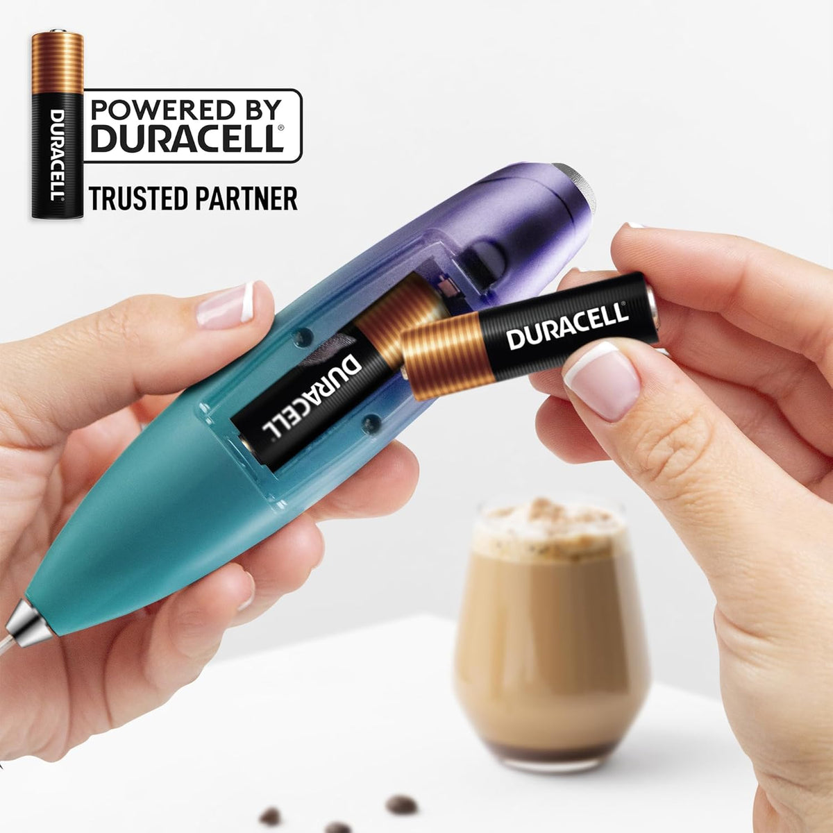 Zulay Kitchen Patented Tornado Triple Whisk Milk Frother with 4 Duracell Batteries – Handheld Foam Maker for Coffee, Lattes, Matcha & Hot Chocolate – Rich, Creamy Froth in Seconds