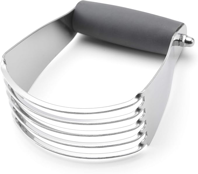 Spring Chef Medium Size Gray Dough Blender For Baking, Professional Dough Cutter Tool, Stainless Steel Pastry Cutter Tool with Durable & Thick Blades, Dishwasher Safe Pastry Blender for Easy Mixing