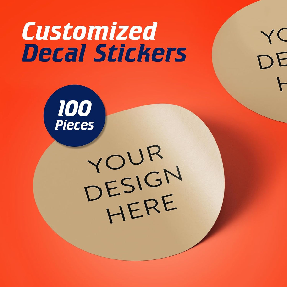 100 Custom Vinyl Stickers - Upload Your own Image, Text, Design, Logo - Personalized Logo Labels for Handmade, Packaging, Bottle, Jars, Candle, Brand Stickers (Wood Lights, 4x4)