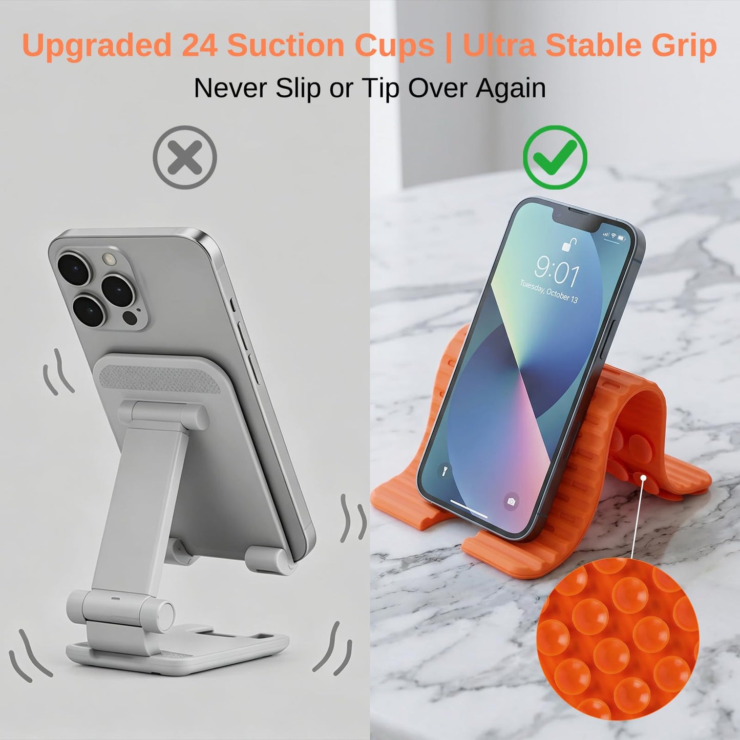 Airplane Phone Holder, Silicone Foldable Phone Stand for Desk and Travel