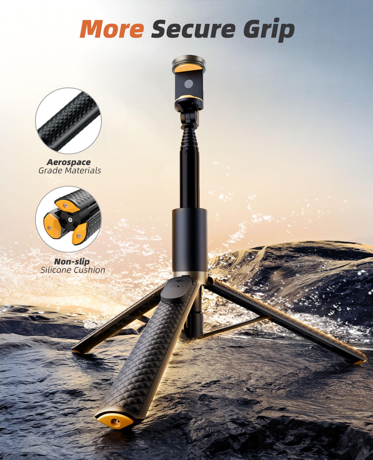 Tripod for iPhone, Selfie Stick with Remote, Stable & Durable Phone Tripod