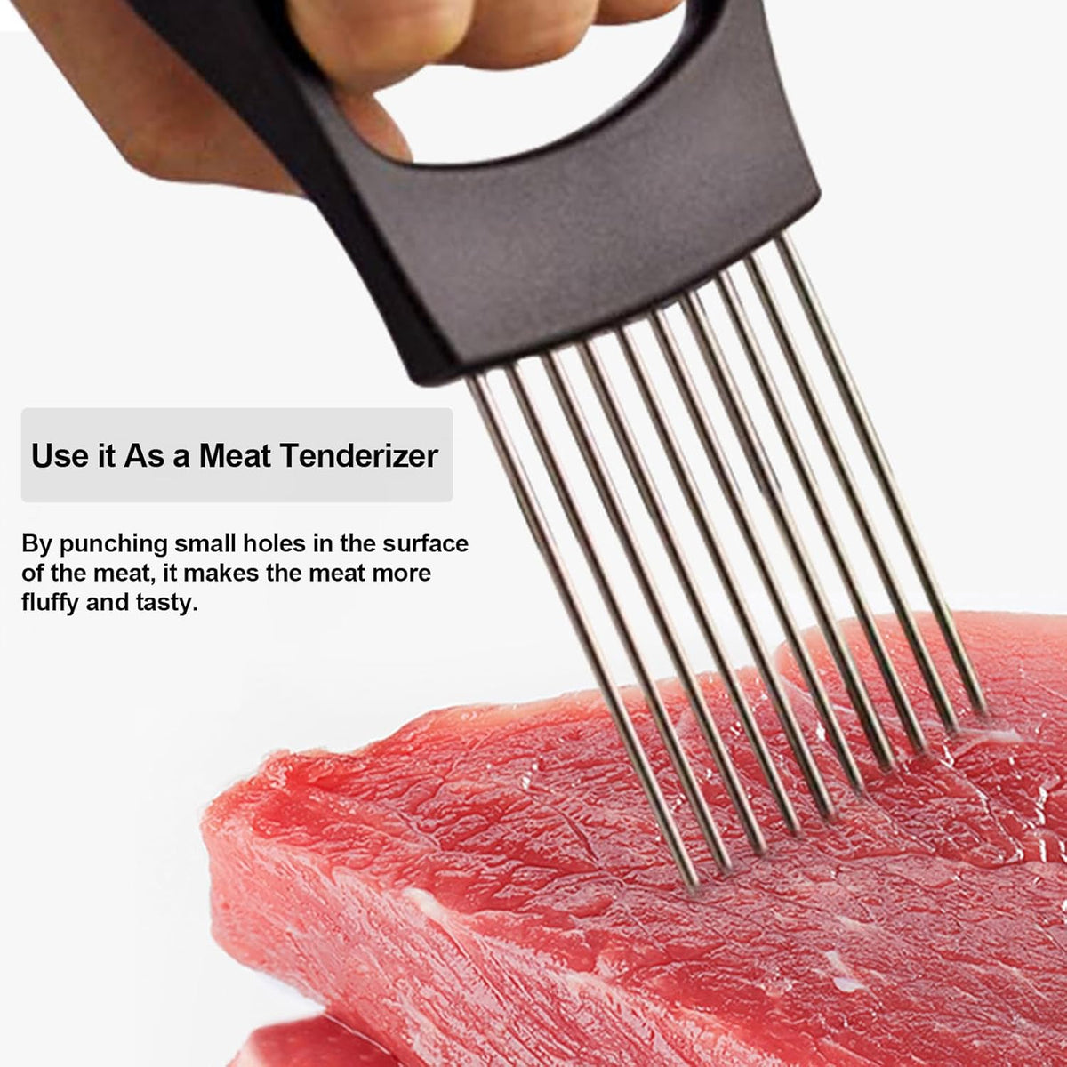 JAYVAR Onion Holder for Slicing, Onion Cutter Vegetable Chopper, Stainless Steel Tomato Slicer Vegetable Cutter for Potato, Avocados, Eggs, Food Slicer Assistant Tool for Fruit Lemon and Meat
