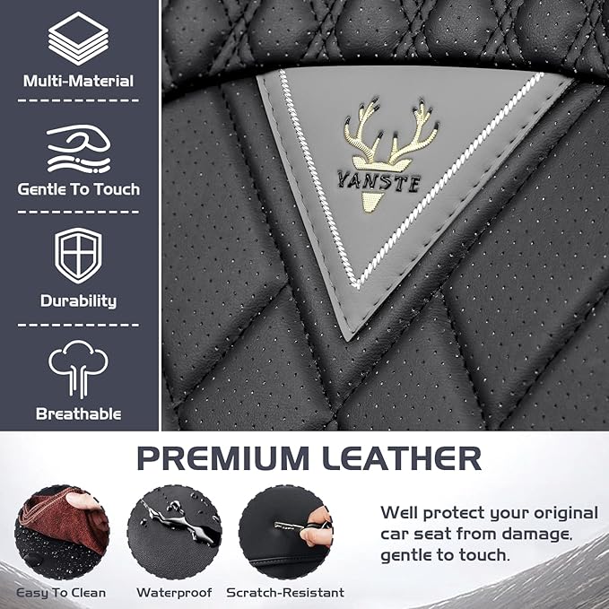Truck Seat Covers for Toyota Tacoma 2006-2026, Waterproof Premium Leather Full Coverage Car Seat Cover, Muscle Sport Style Auto Interior Seat Cover Sets (Front Set/Gray Black)