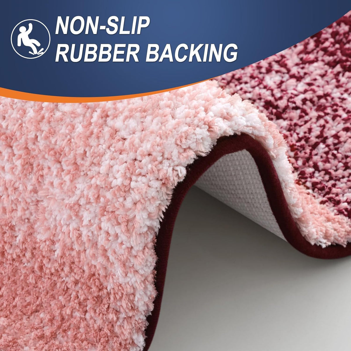 OLANLY Bathroom Runner Rugs 47x17, Extra Soft Absorbent Microfiber Bath Rugs, Rubber Backing, Quick Dry, Machine Washable Bath Mats for Bathroom Floor, Tub and Shower, Home Decor Accessories, Red
