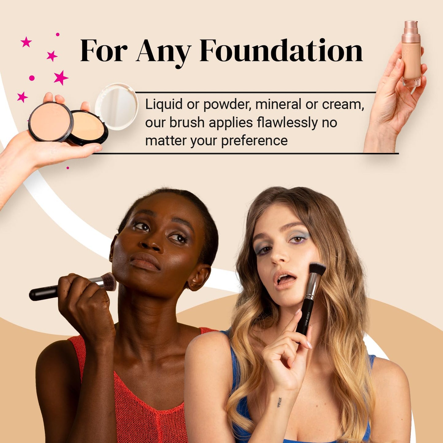 Flat Top Kabuki Foundation Brush By KESHIMA, Premium Makeup Brush