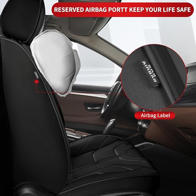 TTX LIGHTING Car Seat Covers fit for Jeep Liberty 2002-2012 Front Seat: Premium Leather Automotive Seat Cover with Airbag Compatible Waterproof (2 Seats, Black)