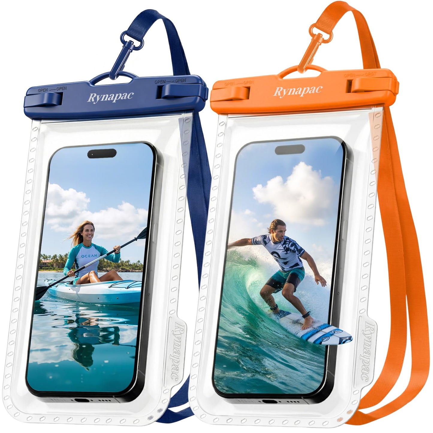 Rynapac IPX8 Waterproof Phone Pouch - 8.5in, 2 Pack Waterproof Phone Case for iPhone 17 16 15 Pro Max, Galaxy S26 S25 Ultra, Cellphone Dry Bag with Lanyard for Beach Vacation Travel Cruise Essentials