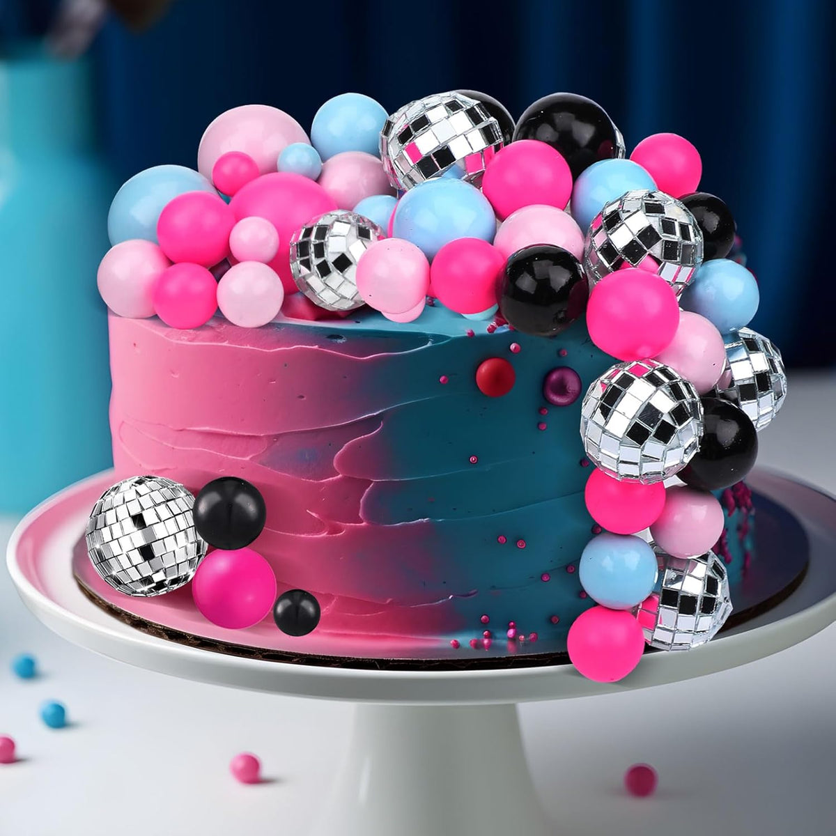 108 Pcs Balls Cake Topper DIY Cupcake Insert Foam Balloons for Cake Baking Wedding Anniversary Birthday Decoration(Graceful Colors,Multi Sizes)