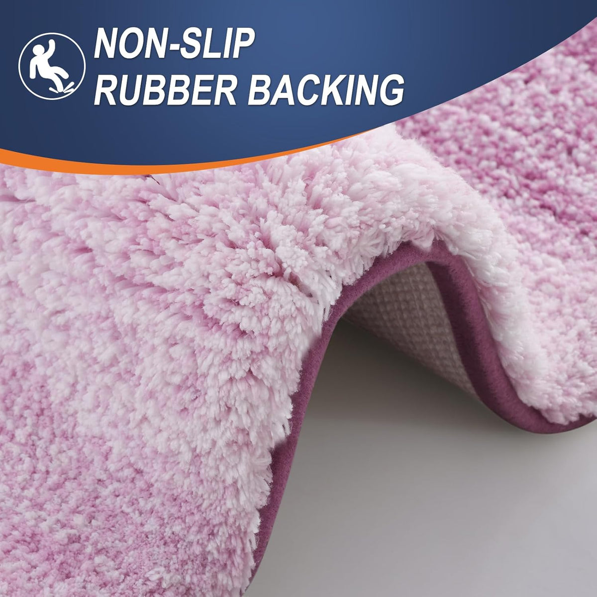 OLANLY Luxury Toilet Rugs U-Shaped 24x20, Extra Soft and Absorbent Microfiber Bathroom Rugs, Non-Slip Plush Shaggy Bath Mat, Machine Wash Dry, Contour Bathroom Mats for Toilet Base, Pinkish-Purple