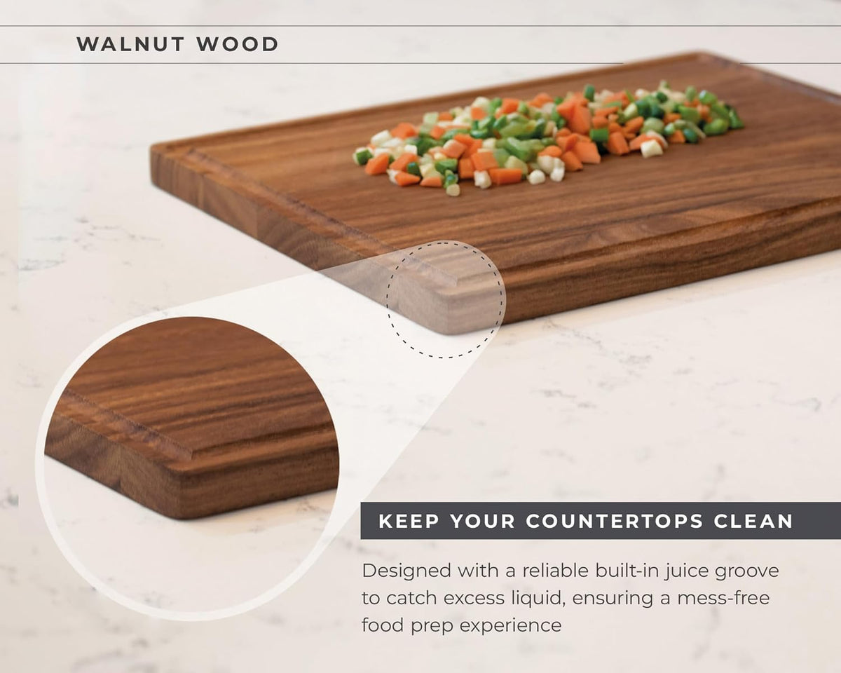 Premium Walnut Wood Cutting Board – XL End Grain Butcher Block – Extra Large Reversible Chopping Board with Juice Groove – For Meat, Cheese, Veggies, Charcuterie – Knife Friendly Kitchen Essential