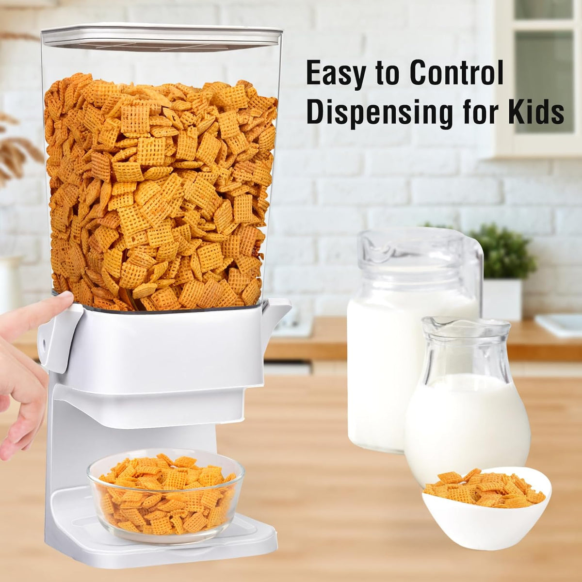 Cereal Dispenser Countertop,5.5L Cereal Containers Storage Dispenser for Pantry,Dry Food Storage Rice Containers,Candy Dispenser,Snack Organizer Machine for Grains, Nuts,Oatmeal, Pet Food White