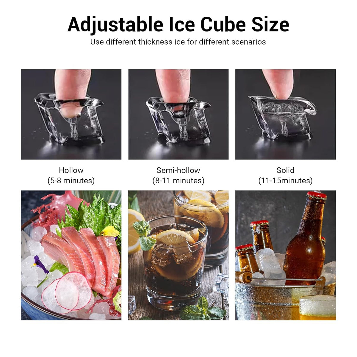 ETL 550LBS/24H Commercial Ice Machine Maker, 350LBS Capacity Large Industrial Ice Maker, Clear Ice Cubes Ready in 5-15min, Micron Water Purification Filter 99% impurities, for Cafe, Bar