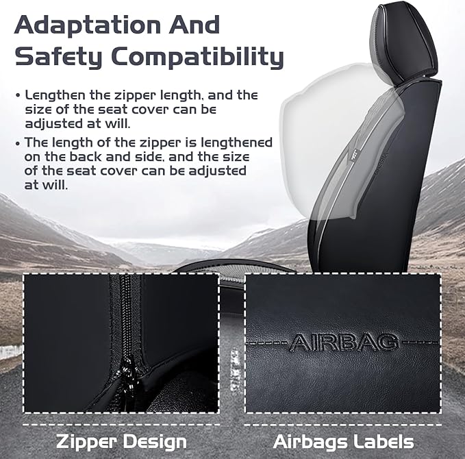 Truck Seat Covers for Ford F350 2011-2026, Waterproof Premium Leather Full Coverage Car Seat Covers, Muscle Sport Style Auto Interior Seat Cover Sets (Front Set/Black Gray)