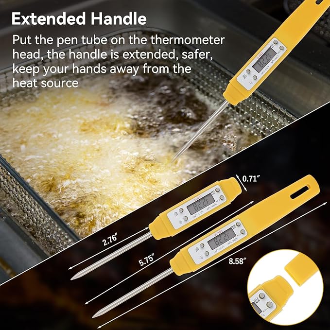 Akozon Digital Food Thermometer Automatic Calibration Pen High Accuracy Electronic Pocket Thermometer Yellow Home and Family Appliance and Decor