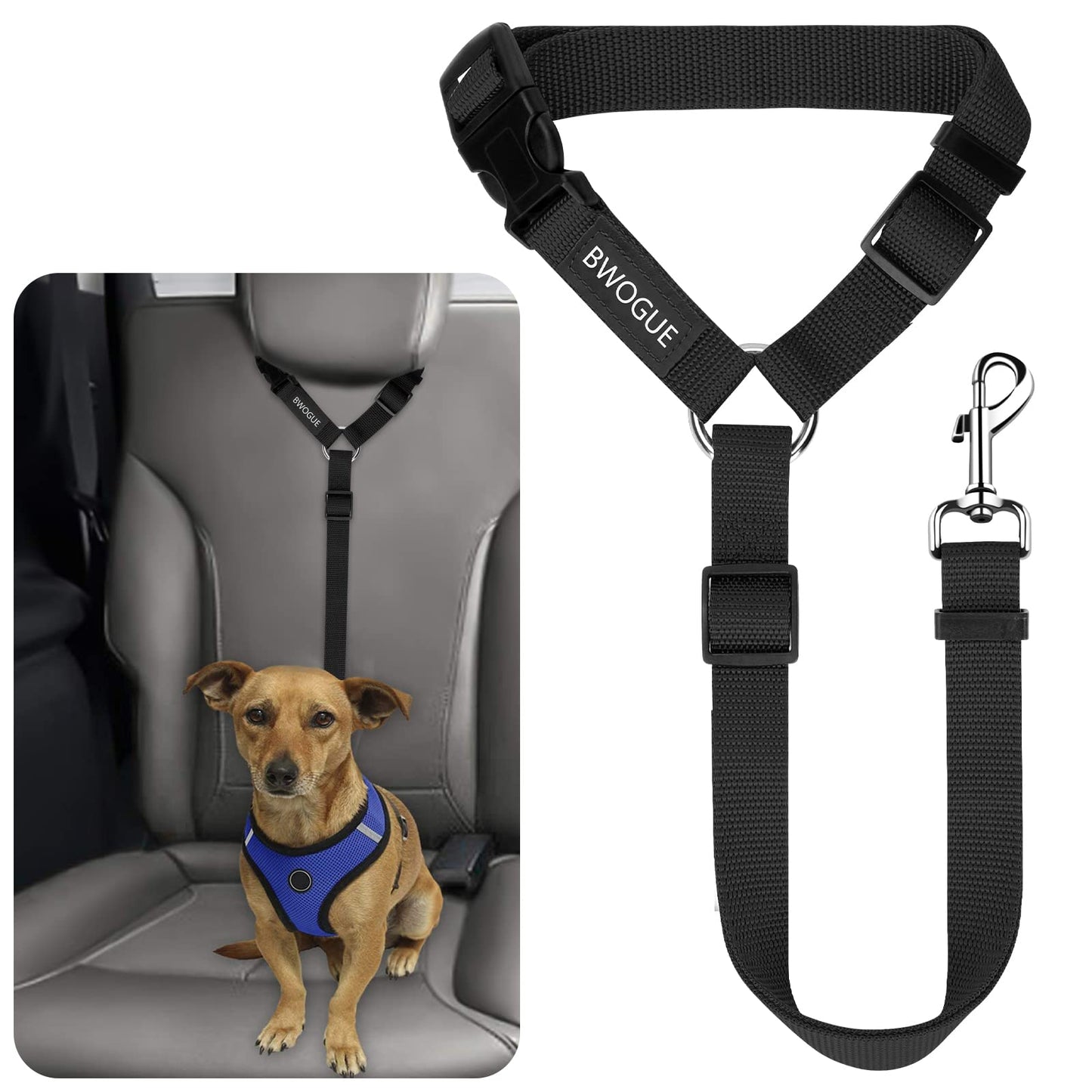 BWOGUE Dog Seat Belt for Car, Headrest Restraint Safety Lead, Dogs Cats