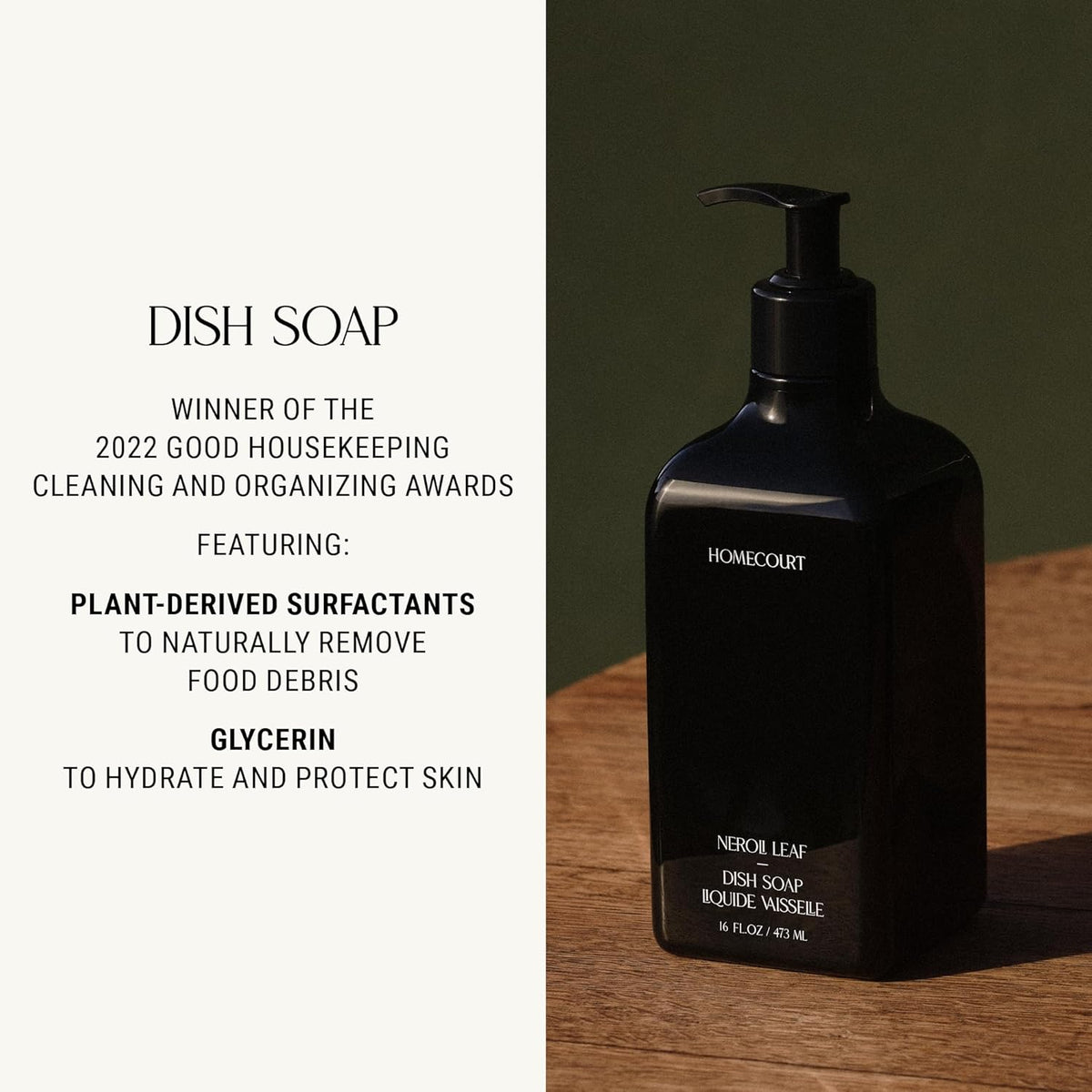 Homecourt Dish Soap, Dishwashing Liquid with Clean Ingredients, Non-Toxic & Skin-Safe, Safe for People & Pets, Neroli Leaf, 16 fl oz