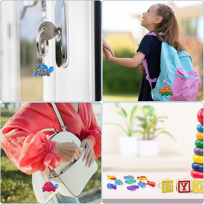 Pop Fidget Toys Bulk Its Kids Party Favors 30 PCS Turtle Toys Mini Pop Keychain It Sensory Fidget Toy Pack Fidgets for Classroom Prizes for Kids Students Carnival Prizes Birthday Goodie Bag Stuffers