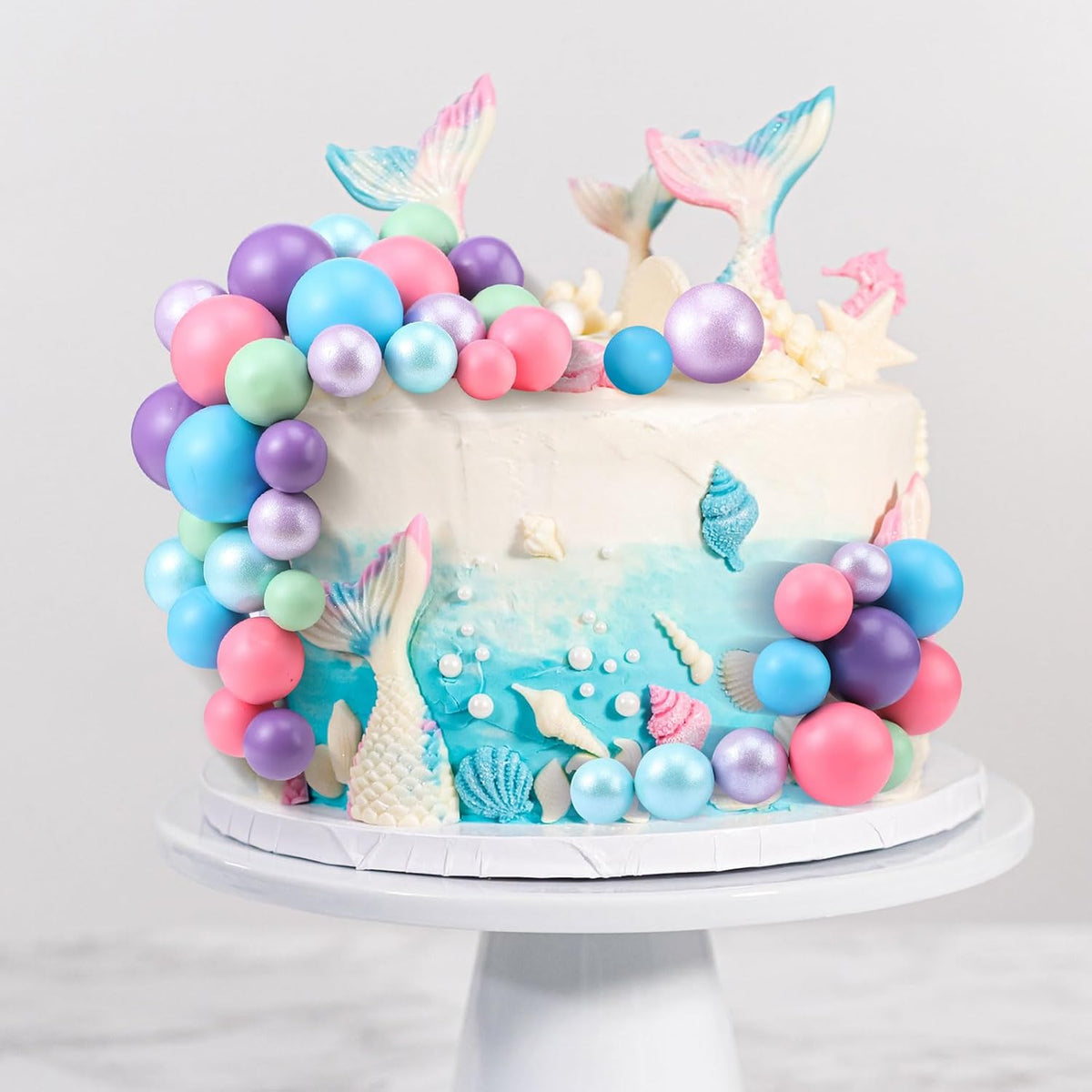 108 Pcs Balls Cake Topper DIY Cupcake Insert Foam Balloons for Cake Baking Wedding Anniversary Birthday Decoration(Bright Colors,Multi Sizes)