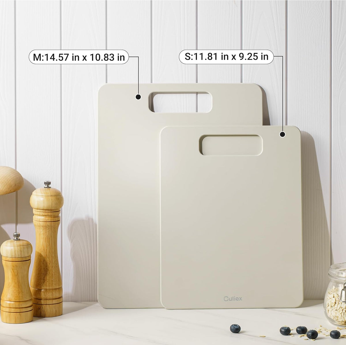 Cutting Boards for Kitchen [Set of 2], Dishwasher Safe Wooden Cutting Board with Handles, Ideal Chopping for Meat, Vegetables, Fruits, Charcuterie - Perfect Kitchen Gadgets Gift, White