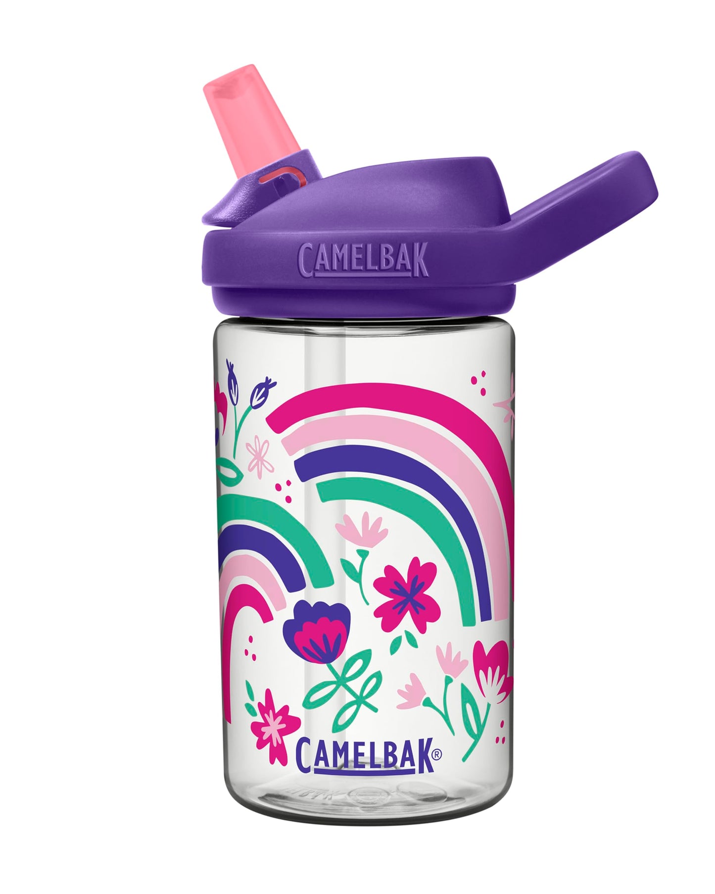 CamelBak Eddy+ Kids Bite Valve Water Bottle 14oz, Rainbow Floral